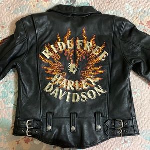 Harley Davidson Leather Jacket - S, riding, biker, flames, eagle, ride free!